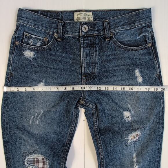 Aeropostale Women’s Size 30 Blue Mid Rise Ripped Skinny Jeans Distressed Denim - Picture 7 of 14